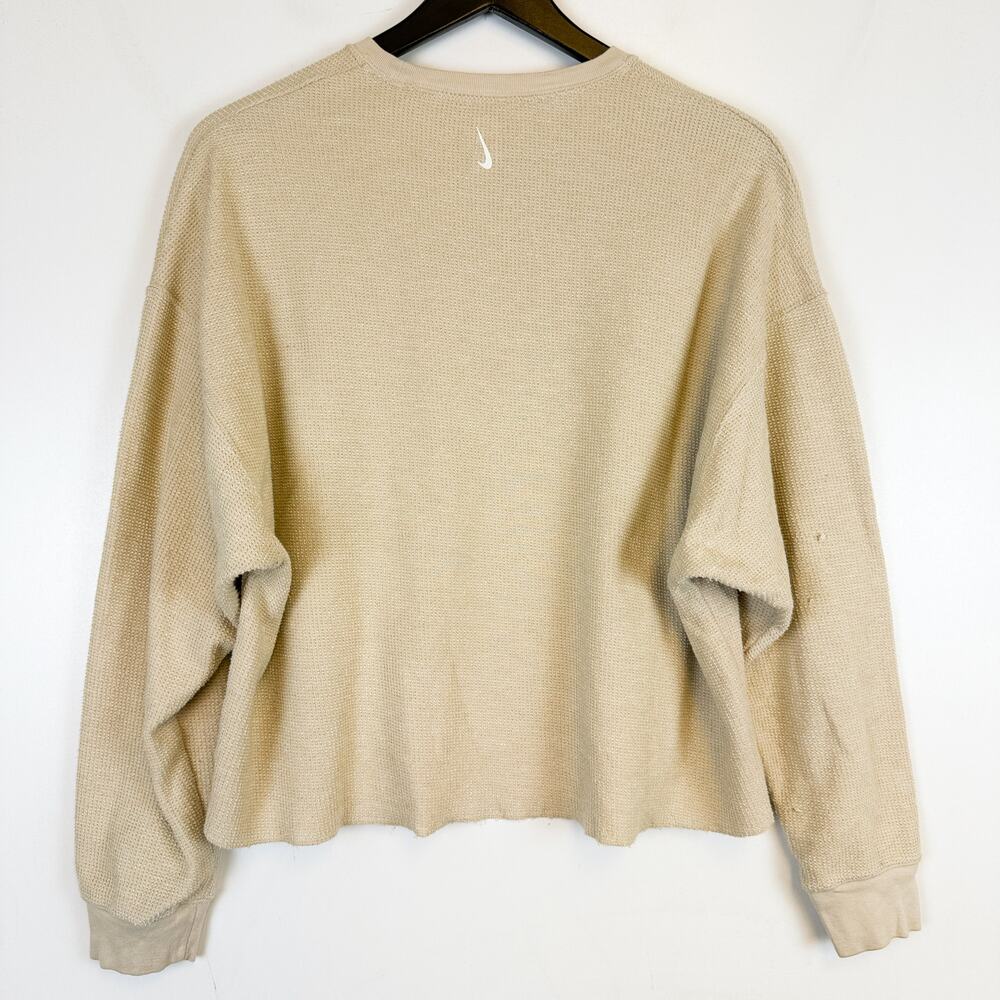 Nike Womens Waffle Grid Relaxed Fit Pullover Sweatshirt Beige DM1648 - M - Picture 7 of 11